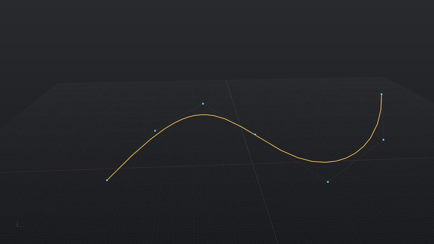 A gold NURBS curve with its blue control points in the Serpentine3D viewport