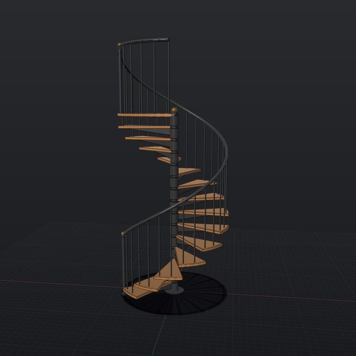 Spiral stair, modelled in Serpentine3D