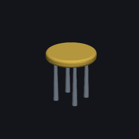 Cushioned stool with four tapered legs